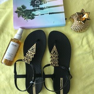 Black and Gold Sandals