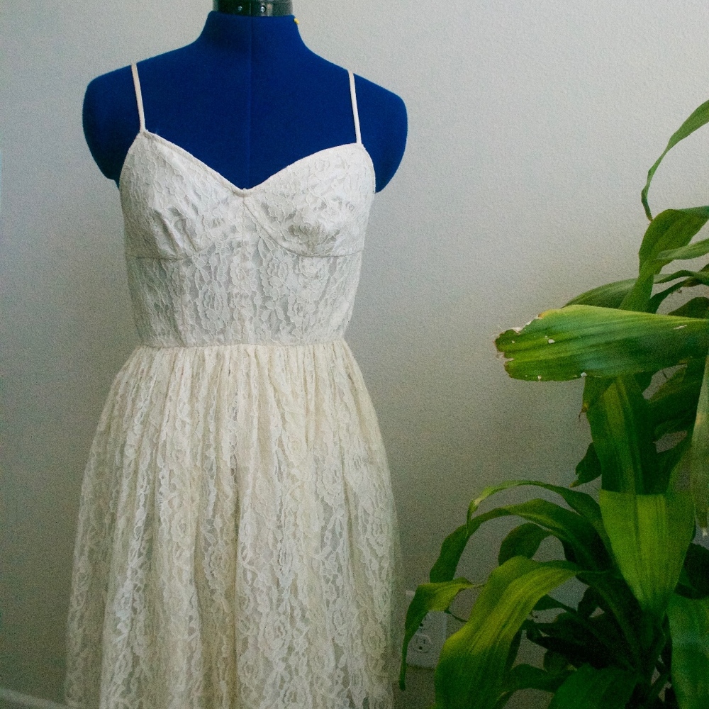 Urban Outfitters White/Creme Lace Dress