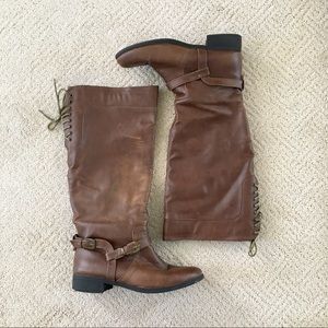 Tie Back Knee High Boots