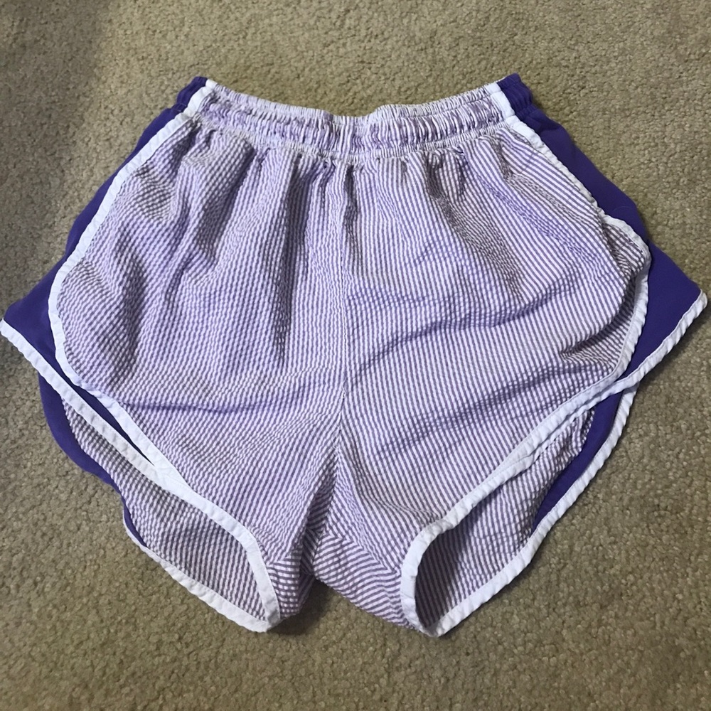Lauren James shorties purple seersucker