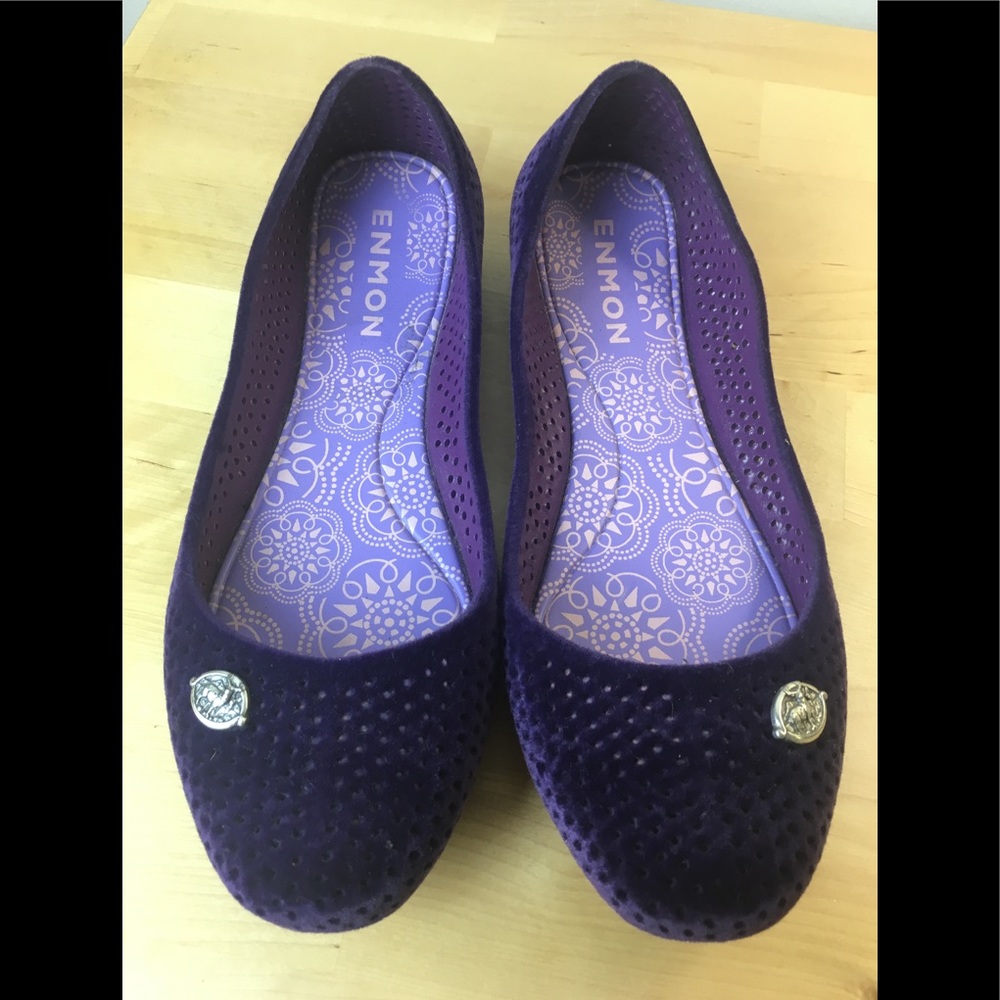 🌈👽🦄 Purple Velvet Enmon Vintage Style Flats