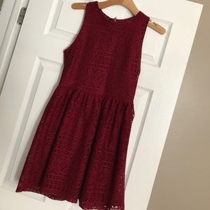 Francesca's burgundy lace dress