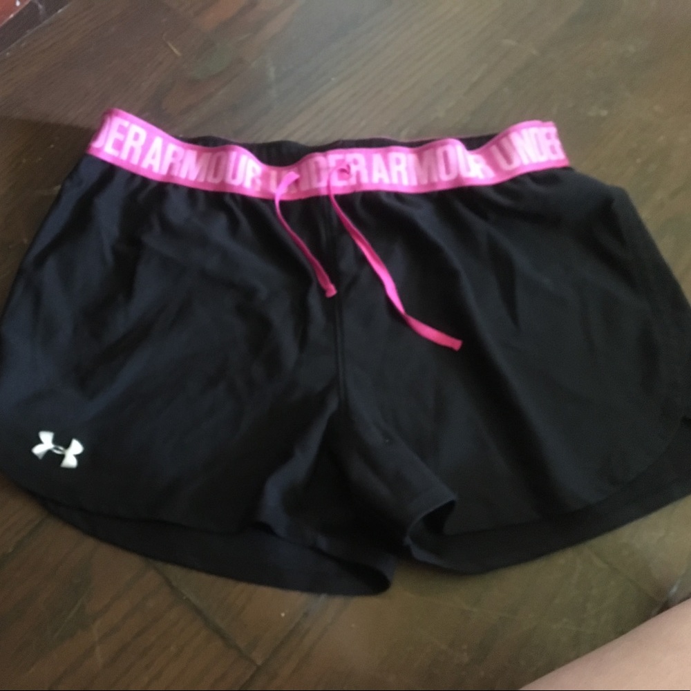 Pink and Black Under Amour athletic shorts