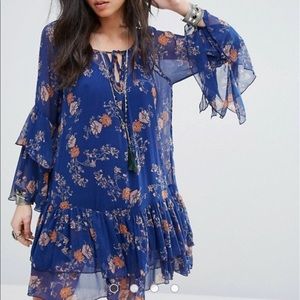 FREEPEOPLE sheer blue dress/beach coverup