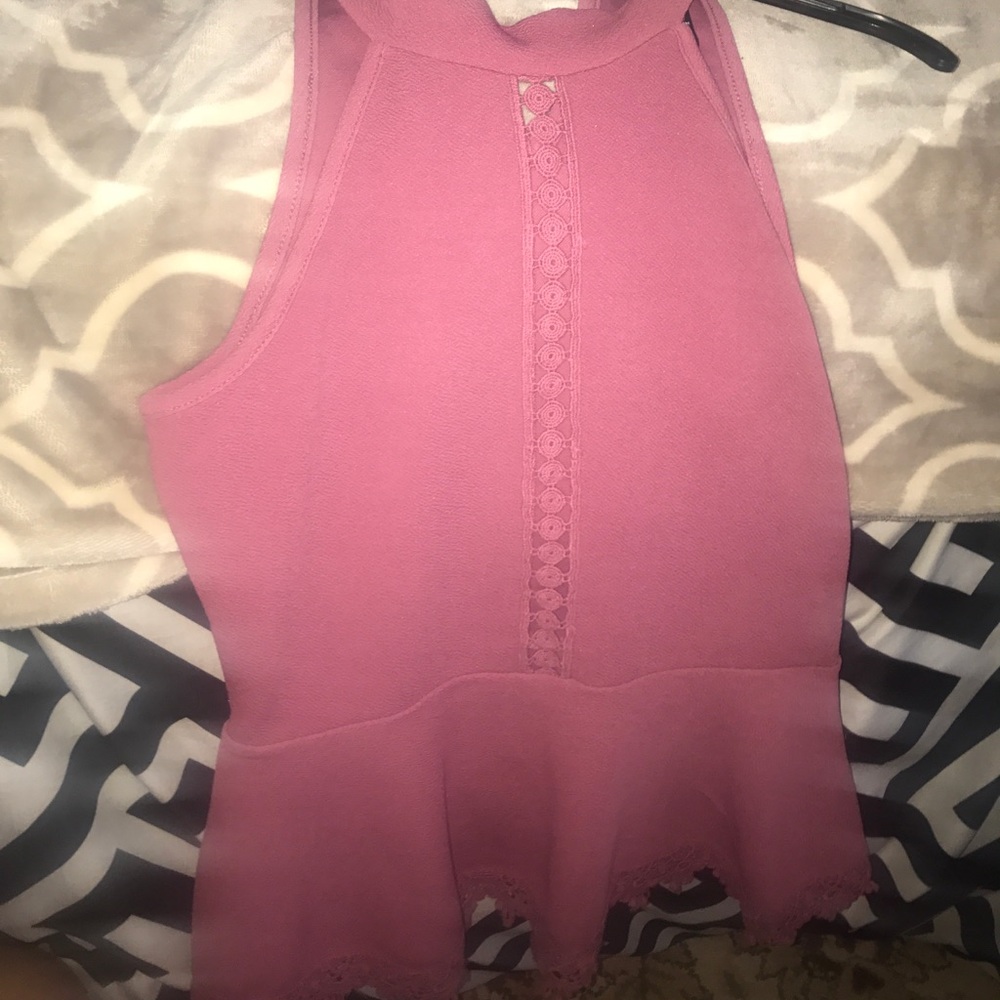 a mauve blouse