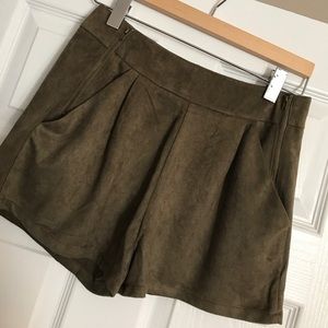 Faux suede mid rise shorts