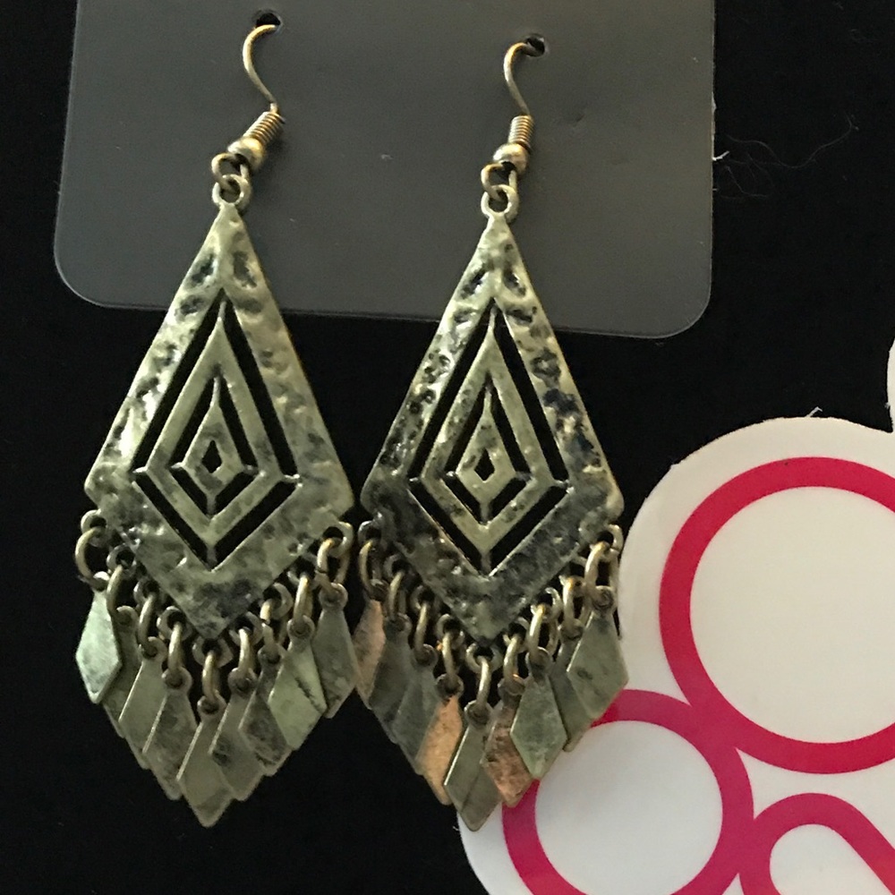 Brass chandelier style earrings