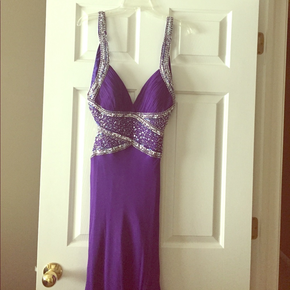 Purple long beaded dress