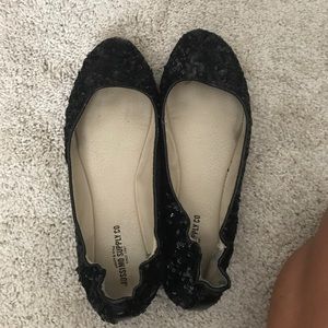 Black sequin ballet flats