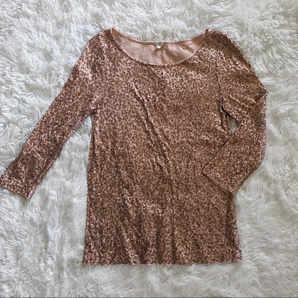J. Crew Factory Rose Gold Sequined Top