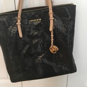 Michael Kors black snakeskin tote
