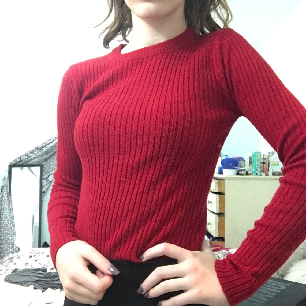 Forever 21  Small Red knit long sleeve top