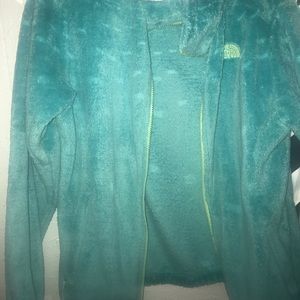 mint teal blue nf w/ lime yellow zipper(: