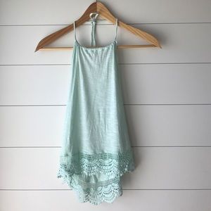 Green high neck tank top