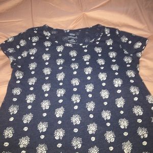 Dark Blue floral printed top
