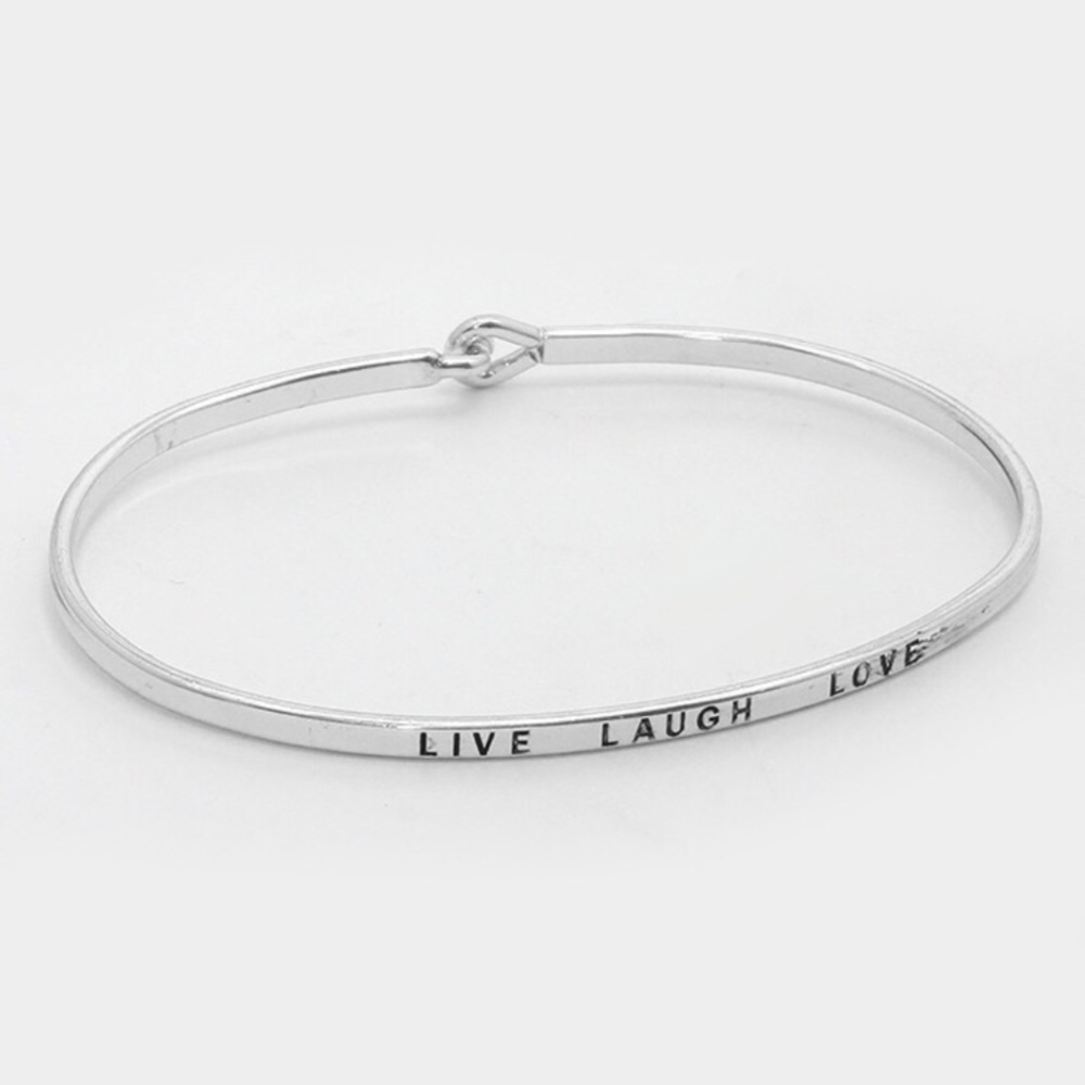 "Live Laugh Love" Women’s Silver Bracelet-Hook Close