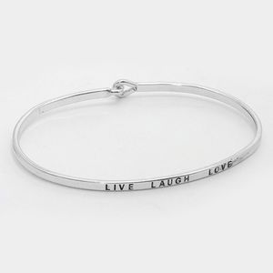 "Live Laugh Love" Women’s Silver Bracelet-Hook Close