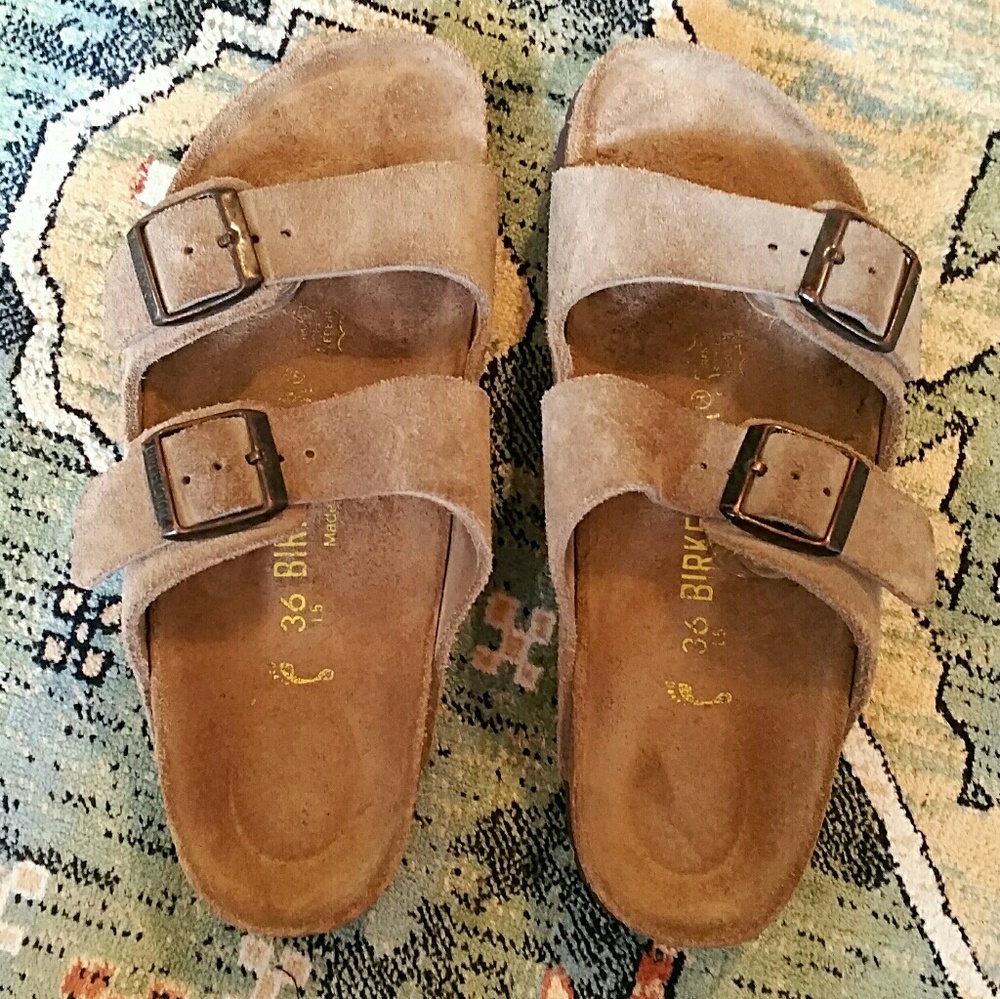 Birkenstock Arizona tobacco suede straps