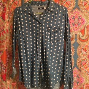Chambray polka dot button down
