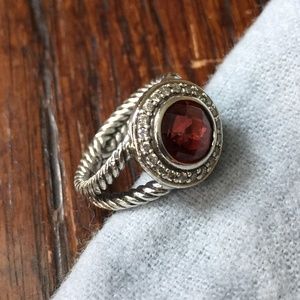 David Yurman Cerise Pyrope Garnet & Diamond Ring