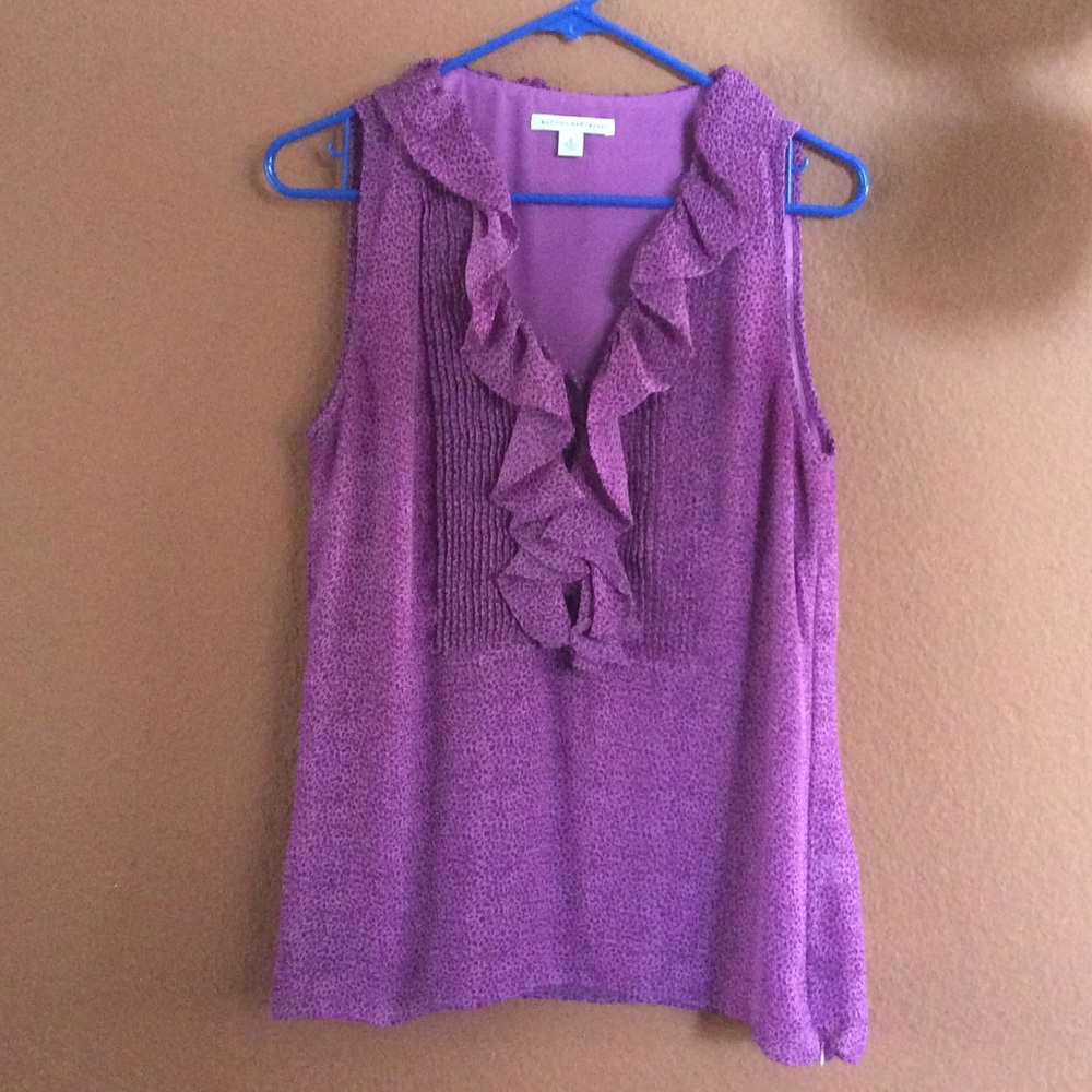 Banana Republic purple ruffle front blouse