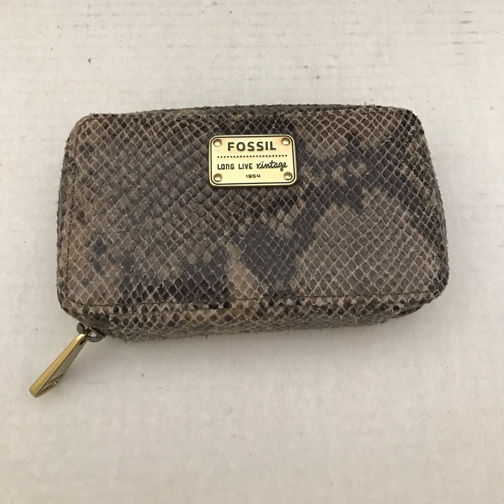Fossil leather clutch