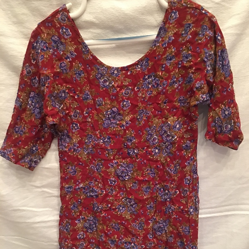 Vintage Floral Print Mini Dress