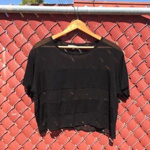 Mesh striped black crop top Mesh striped black crop top