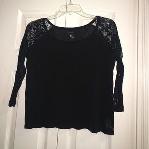 Black lace sleeved shirt from forever 21 size L