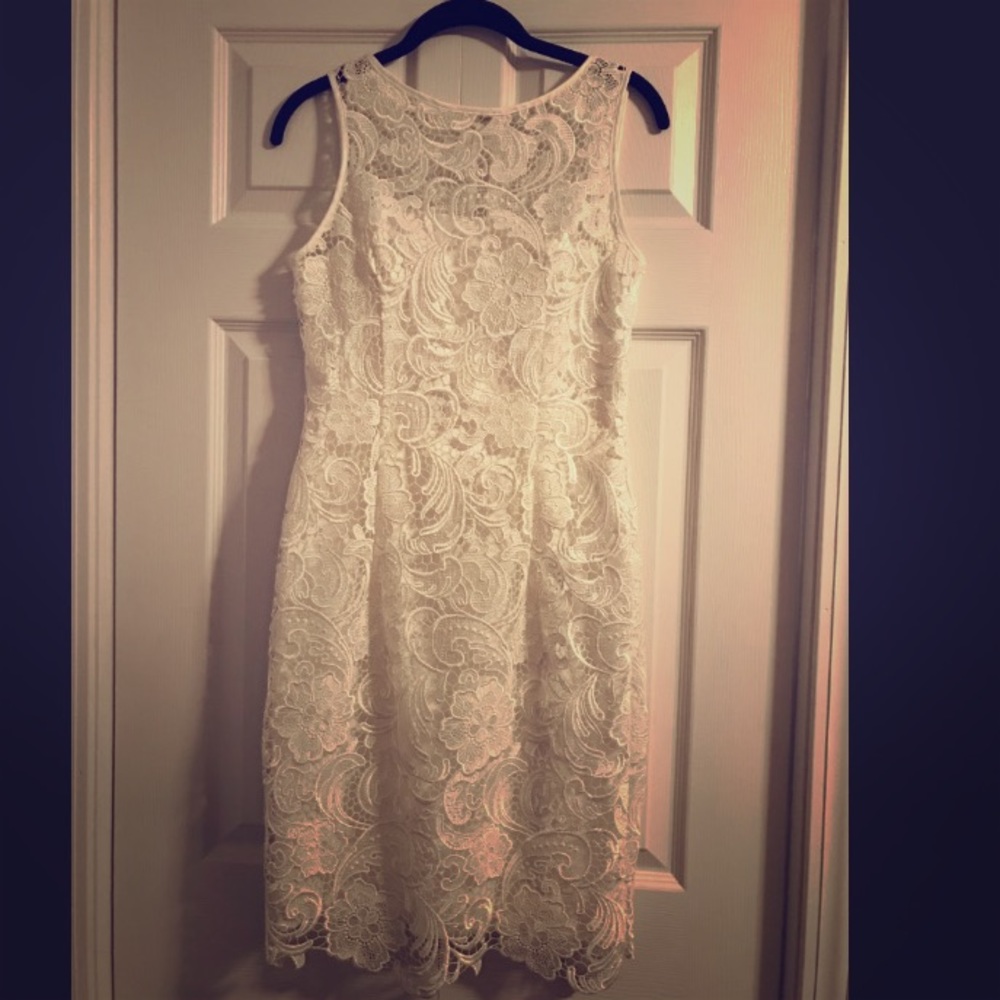 Illusion neck lace sheath dress