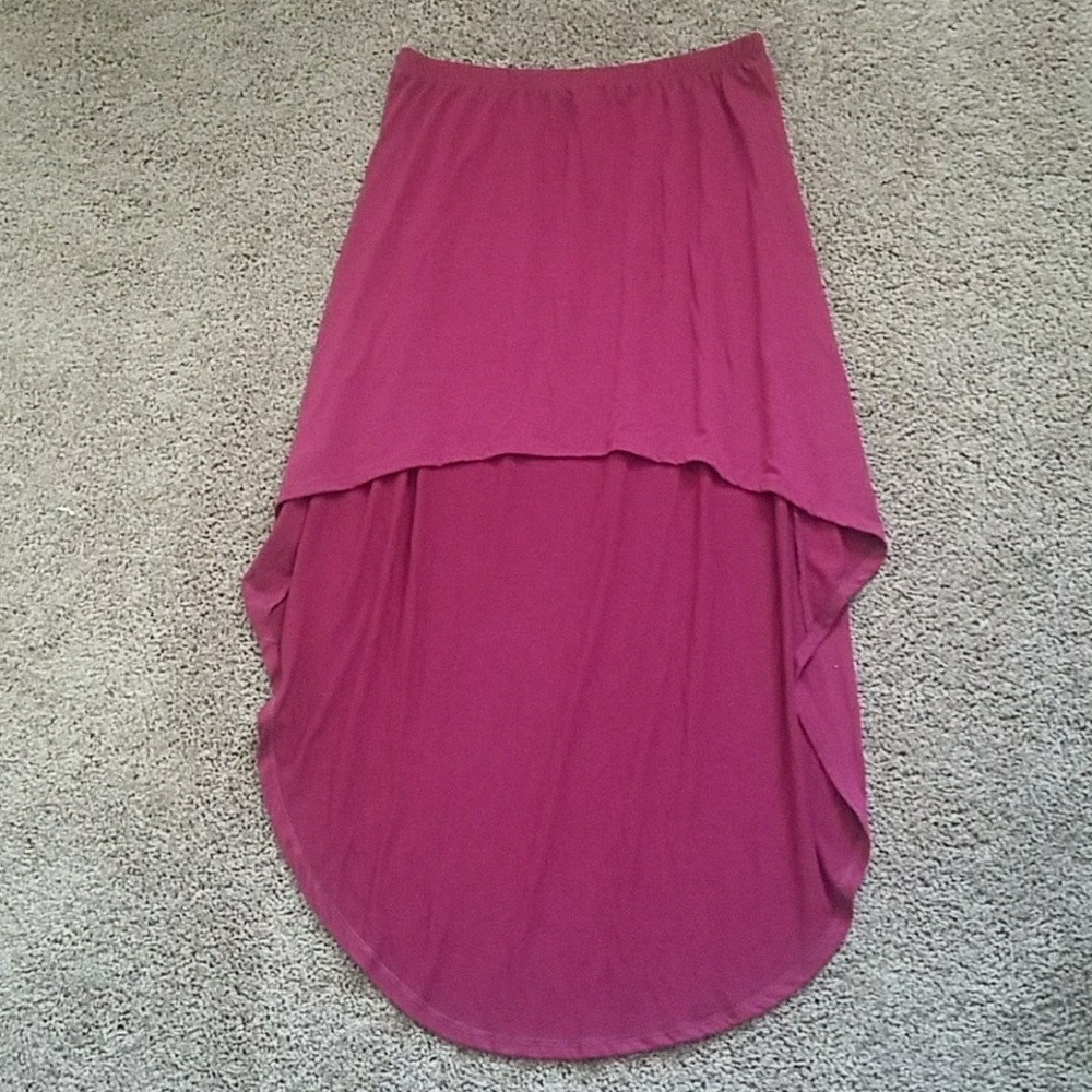 Wine/Burgundy hi-lo skirt