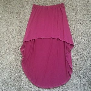 Wine/Burgundy hi-lo skirt