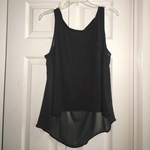 Dark grey flowy tank top with sheer back