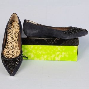 Sam Edelman Navy Suede Beaded Flats