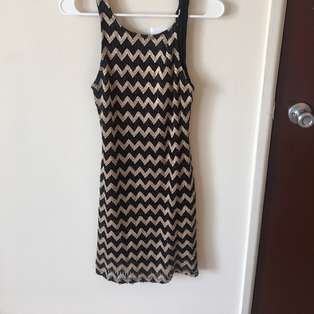 Chevron gold and black dress