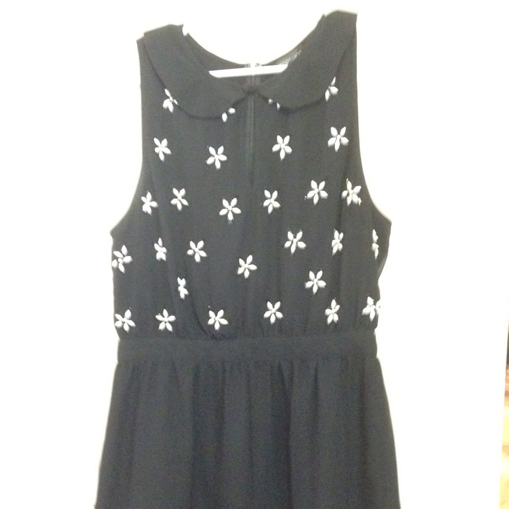 Topshop black party dress with beaded flowers