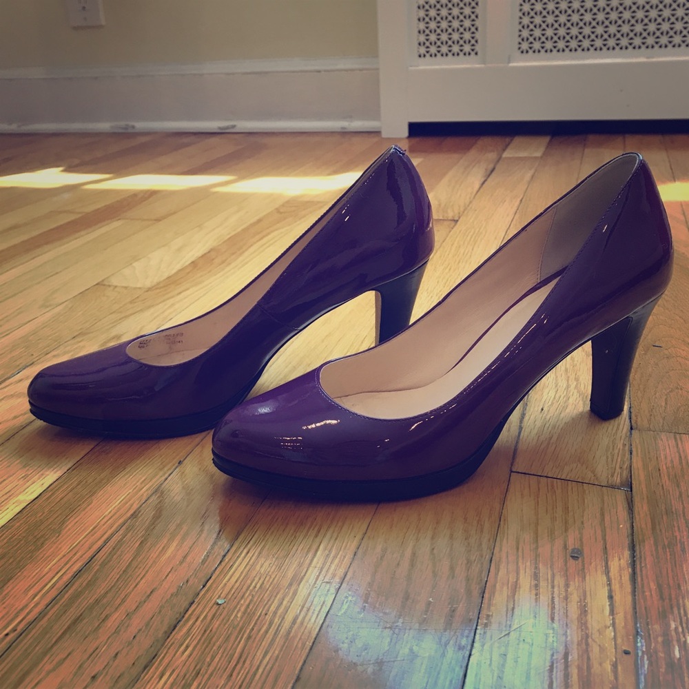 Purple patent leather heels with Nike Air