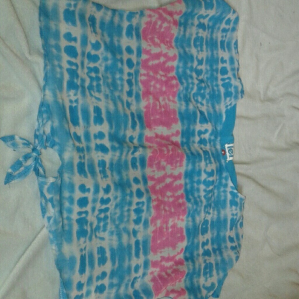 Blue and pink tie dye crop top