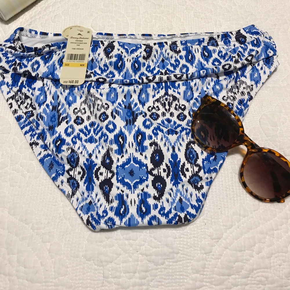 Tommy Bahama Hi Waist Blue Ikat Swimsuit bottom - Picture 4 of 6