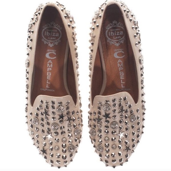 Jeffrey Campbell Shoes - • Jeffrey Campbell • Elegant Studded Tan Loafers