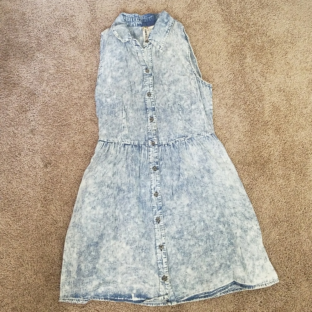 Acid wash denim dress