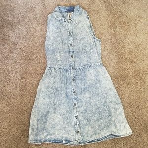 Acid wash denim dress