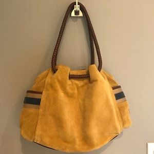 Mustard suede Cole Haan shoulder bag