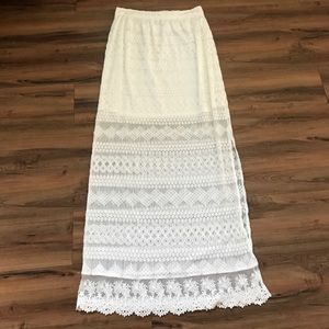 White lace maxi skirt
