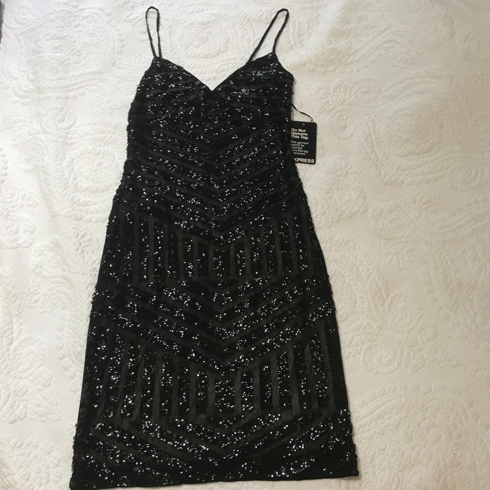Express black sequin dress