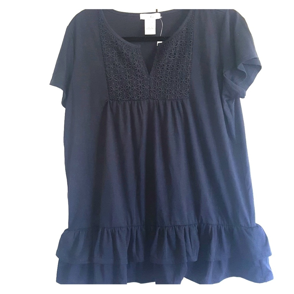 The "in the navy now" Split Neck Top