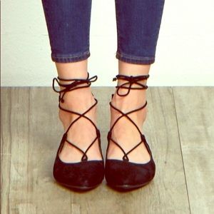 Black Express Lace Up Flats