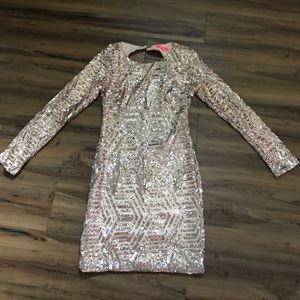 Champagne sequin long sleeved dress