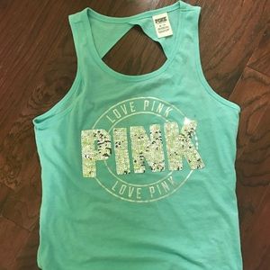 Bling 86 PINK tank top NWOT open back
