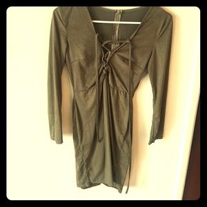 Lace up olive green dress